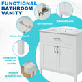 30 Inch Bathroom Vanity With Ceramic Sink And Large Storage The Perfect Choice For Small Bathrooms White Bathroom Solid Wood Mdf
