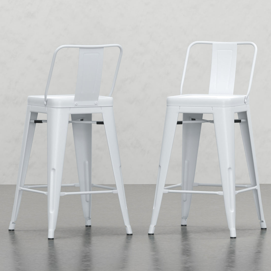 Keeley 24 Inch Metal Counter Height Stool Set Of 2 White Metal