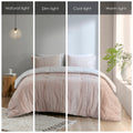 3 Piece Cotton Jacquard Comforter Set Blush Full Queen Queen Blush Cotton