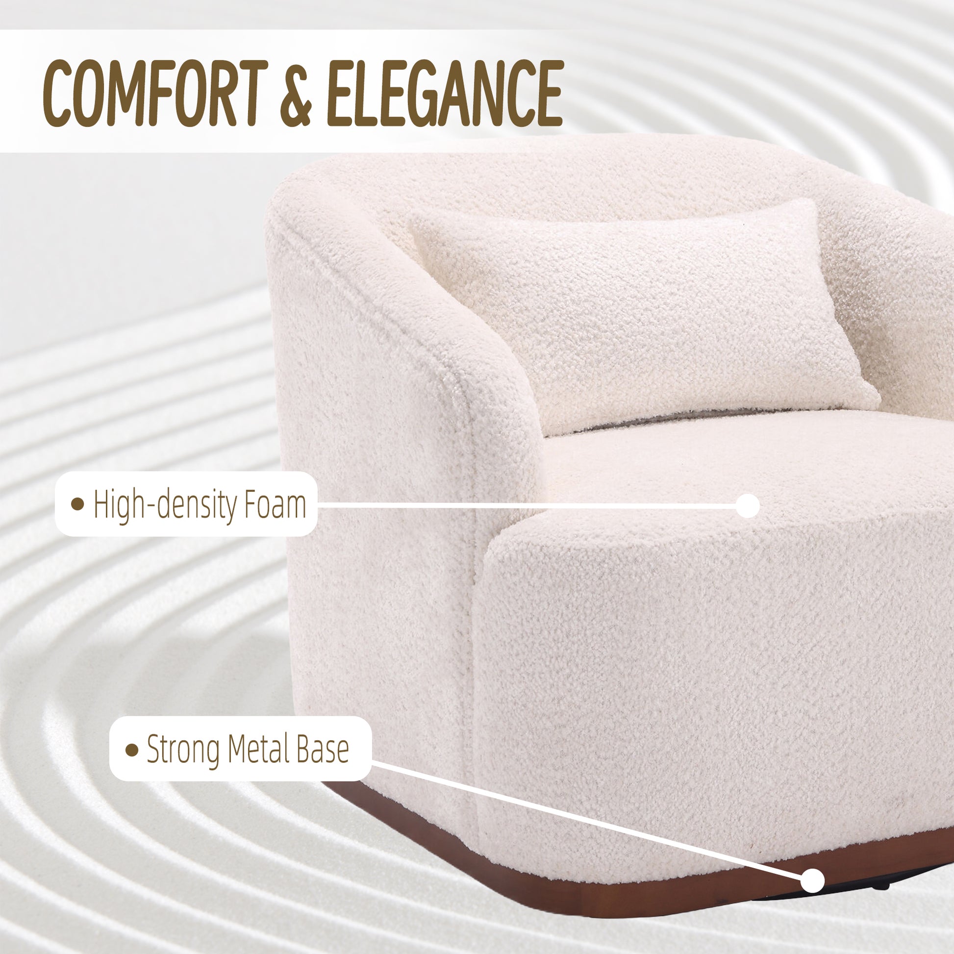 Coolmore Swivel Barrel Chair, Comfy Round Accent Sofa Chair For Living Room, 360 Degree Swivel Barrel Club Chair, Leisure Arm Chair For Nursery, Hotel, Bedroom, Office, Lounge White Boucle White Primary Living Space Foam Boucle
