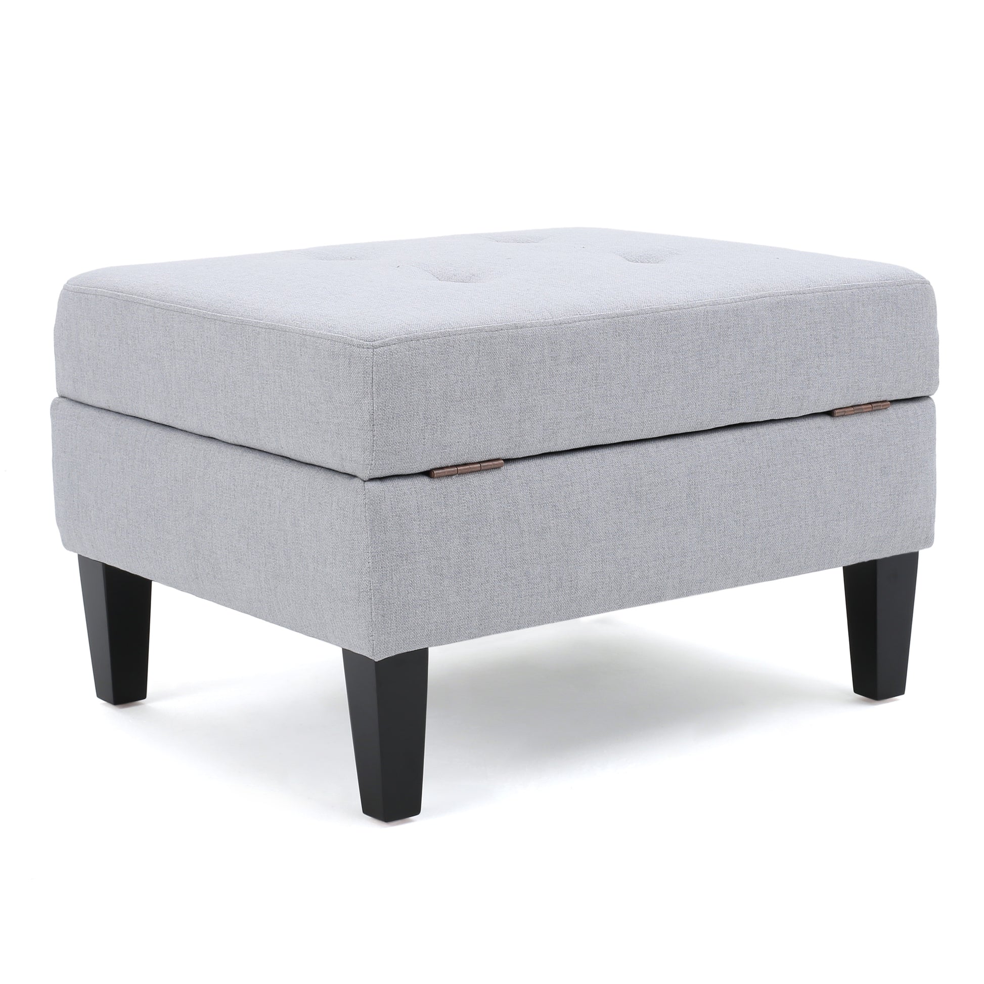 Storage Ottoman Light Grey Fabric