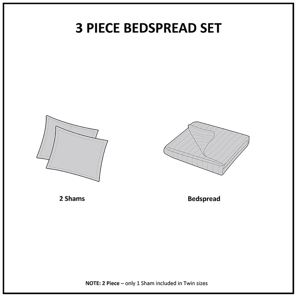 3 Piece Reversible Bedspread Set Navy Full Queen Queen Navy Polyester