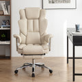 Office Chair, Big And Tall Executive Office Chair With Footrest, Leather Computer Chair, Ergonomic Reclining Chair High Back With Lumbar Support, Large Home Office Chair Beige Beige Pu Leather
