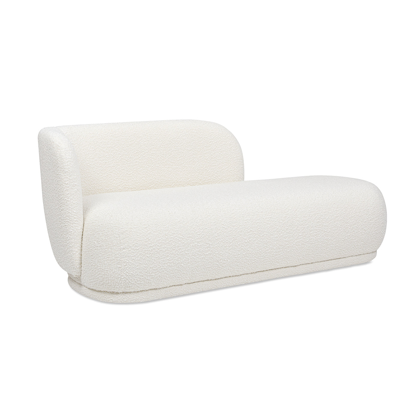 Aire 75" Raf Modern Rounded Chaise Lounge, Ivory White Boucle White Foam Boucle