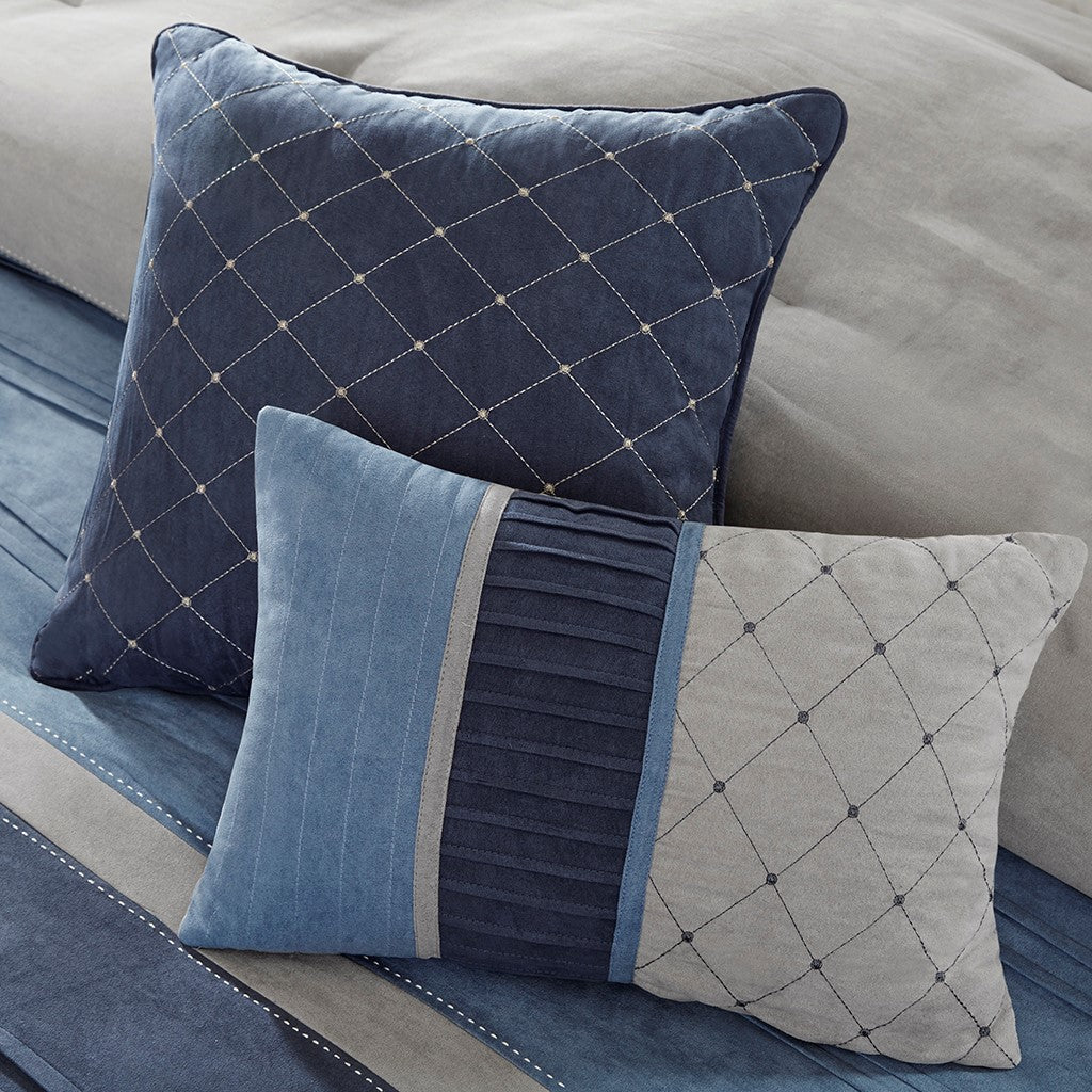 7 Piece Microsuede Comforter Set Navy King King Navy Polyester