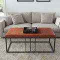 Riley Indoor Brown Faux Leather Multi Function Entry Bench Table Brown Black Foam Metal