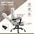Vinsetto Microfibre Executive Massage Office Chair, Swivel Computer Desk Chair, Heated Reclining Computer Chair With Lumbar Support Pillow, Cream White Cream Polyester