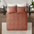 3 Piece Reversible Quilt Set Clay Red King Cal King Red Polyester
