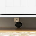 Homcom Kitchen Island With Drop Leaf, Rolling Kitchen Cart On Wheels With 3 Drawers, 2 Cabinets, Natural Wood Top, Spice Rack And Towel Rack, White White Rubber Wood