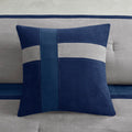 7 Piece Faux Suede Comforter Set Blue Cal King California King Blue Polyester