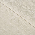3 Piece Split Corner Pleated Quilted Bedspread Cream King Cream Polyester
