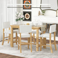 5 Piece Counter Height Dining Set, Classic Elegant Table And 4 Chairs In Natural Wood Wash Natural Wood Wash Solid Wood