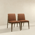 Grivelle Orange Fabric Dining Chair Set Of 2 Solid Brown,Orange Brown Dining Room Foam Wipe Clean Mid Century Modern Dining Chairs 1 Foam Fabric,Solid Wood