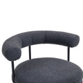 Coolmore Boucle Dining Chairs Set Of 2, Mid Century Modern Curved Backrest Chair, Round Upholstered Kitchen Chairs Carbon Black Boucle Carbon Black Foam Mdf Metal