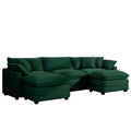 Oversized Modular Cushion Sofa, Portable Ottoman, L Shaped Corner Low Back Deep Seating Spacious Sofa Set And Sofa Bed For Home Apartment Living Room Set, Green Corduroy Green Corduroy 3 Seat