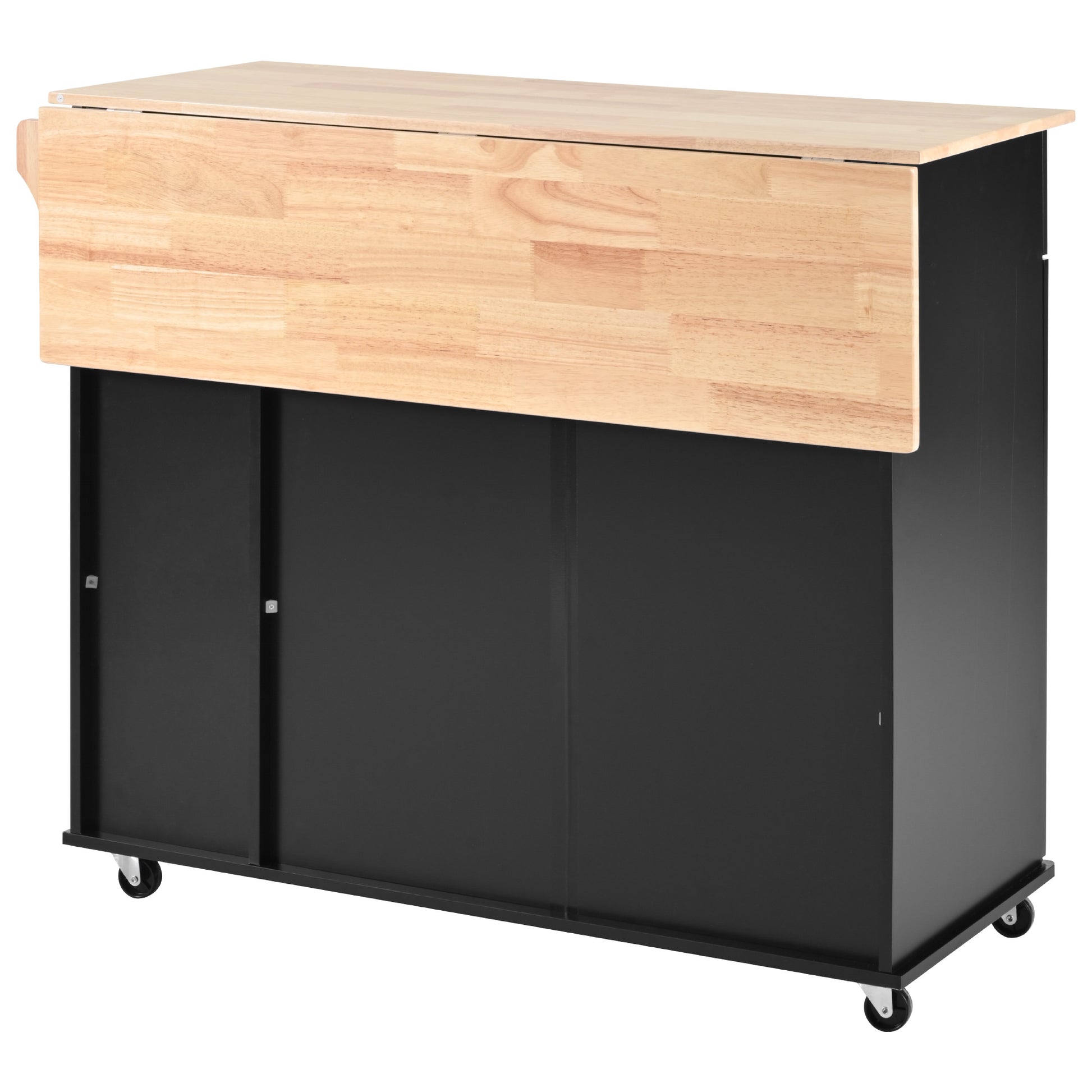 K&K Kitchen Island With Drop Leaf, Kitchen Storage Cart With 3 Tier Pull Out Cabinet Organizer, Internal Storage Rack, Rolling Kitchen Cart On Wheels With Towel Rack, 2 Drawers, For Kitchen, Black Black Brown Kitchen Classic,Farmhouse,Luxury,Modern