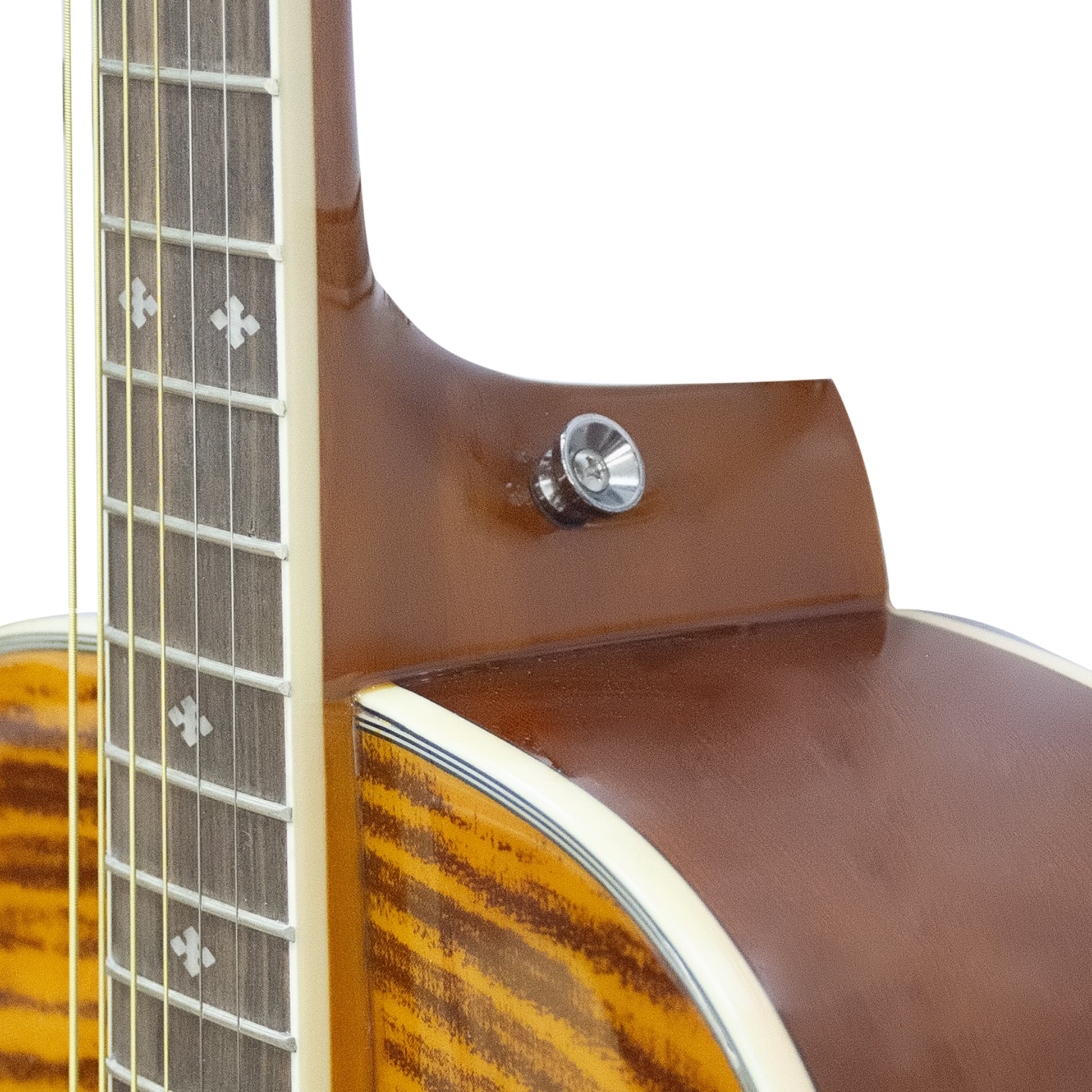 Beginner Metal Resonator Guitar, Full Size Circular Neck Traditional Resonator, Built In Preamplifier Tiger Wood