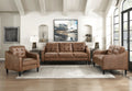 Brown Polished Microfiber Upholstered 1Pc Loveseat Button Tufted Contoured Arms Solid Wood Frame Casual Living Room Furniture Brown Microfiber Wood Primary Living Space Traditional,Transitional Solid Wood