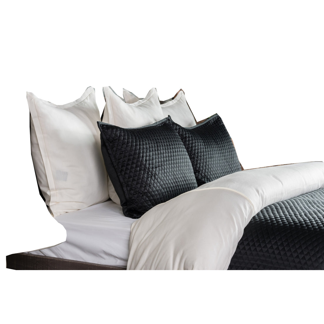 Kahn Hand Stitched Soft Sateen Queen Quilt With Cotton Fill, Matte Black Queen Black Cotton