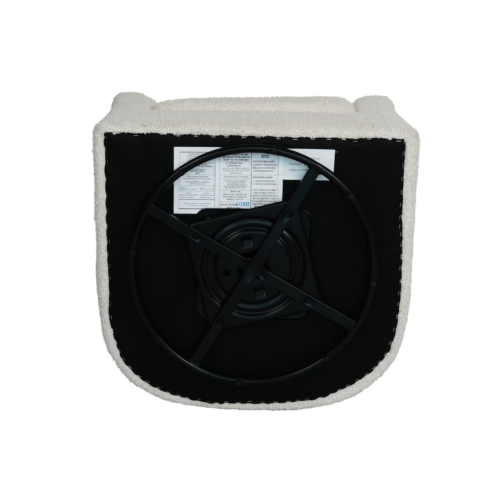 Teddy Velvet Swivel Chair, White, No Installation Required White Teddy