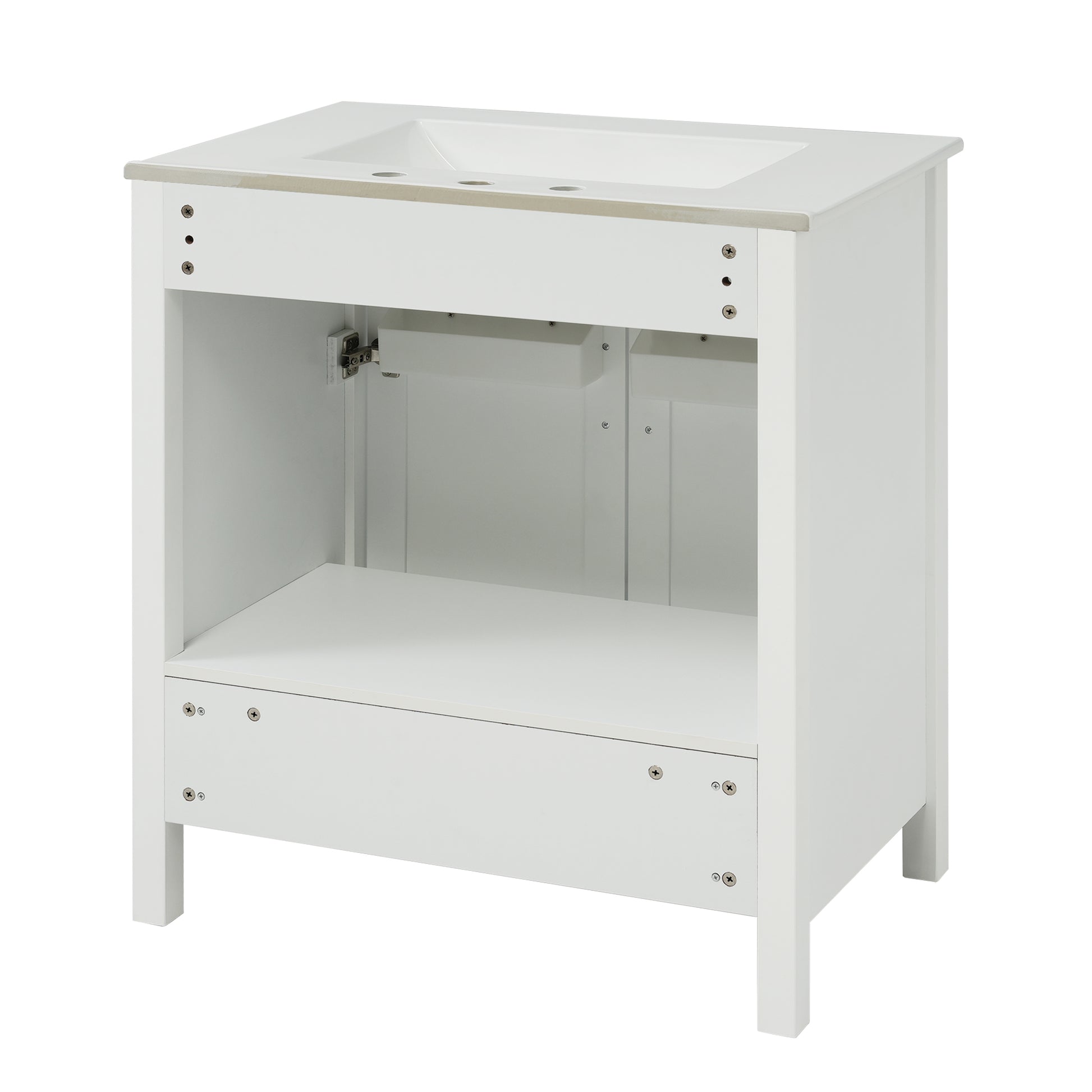 30 Inch Bathroom Vanity With Ceramic Sink And Large Storage The Perfect Choice For Small Bathrooms White Bathroom Solid Wood Mdf