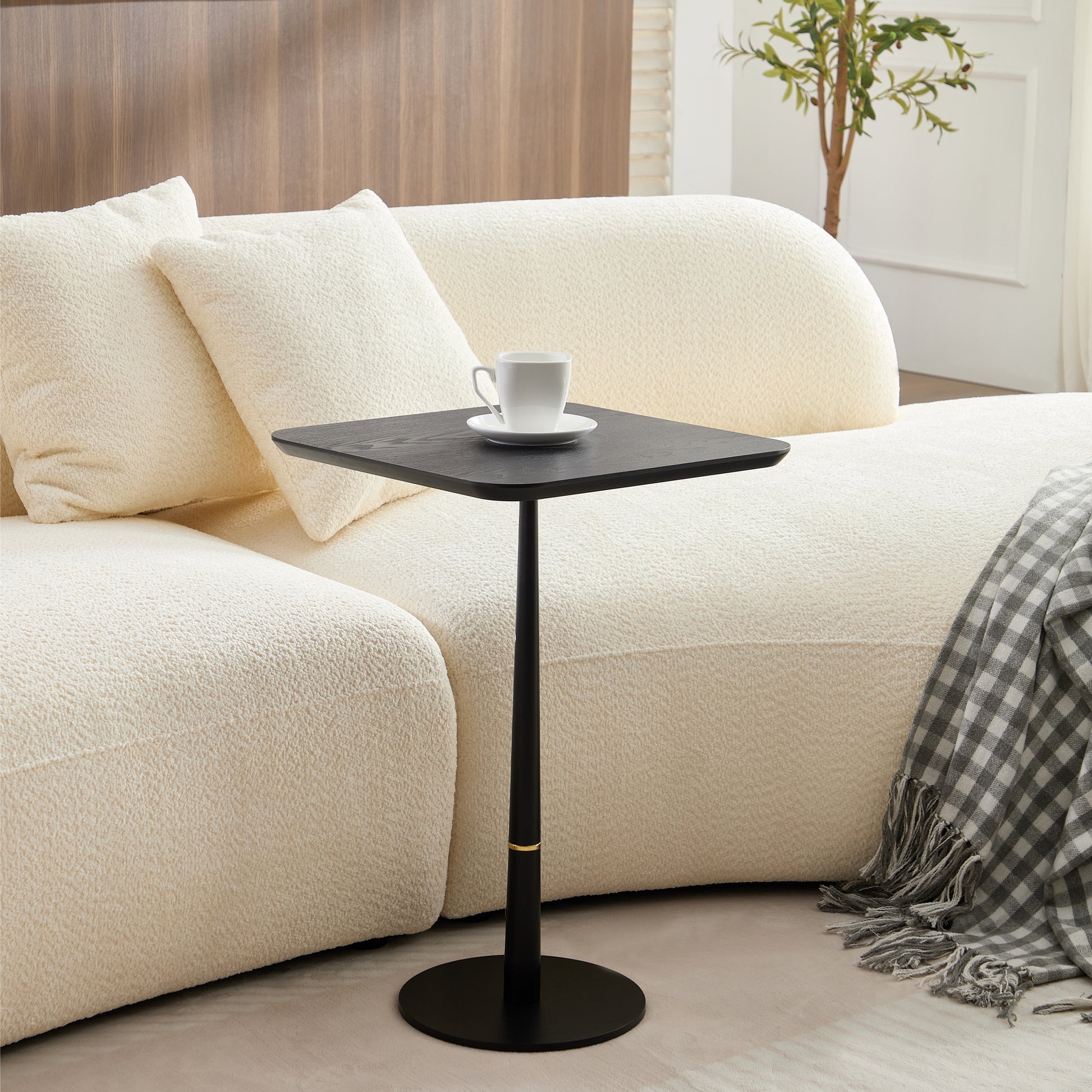 Mdf With Metal Feet, Square, Located In Living Space And Lounge Area, Coffee Table, Computer Desk, Black, 15.74"D X23.77"H Black Gold Primary Living Space Casual,Chinese Freestanding Coffee & End