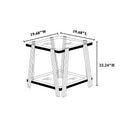 Modern Stainless Steel Coffee Table Set Set Of 3 , Double Layer Clear Tempered Glass Table Top, Coffee Table & Two End Side Table 3 Pieces Sets For Living Room Home Office, Silver Clear,Silver