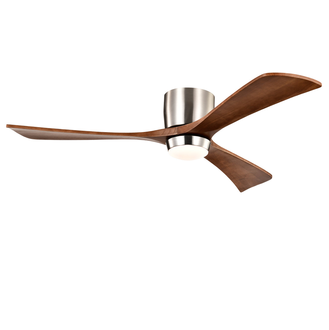 52" Ceiling Fan With Lights Remote Control,Quiet Dc Motor 3 Wood Blade Ceiling Fans 6 Speed Levels,Reversible Ceiling Fan, For Patio Living Room, Bedroom, Office,Indoor. Stain Nickel Walnut Nickel