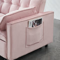 Modern Velvet Sofa, Sofa Pull Out Bed, Smallseat Casual Sofa With Back, With Pillow, Pockets, Living Room Furniture, 3 In 1 Convertible Sleep Sofa Bed. Pink Velvet 2 Seat