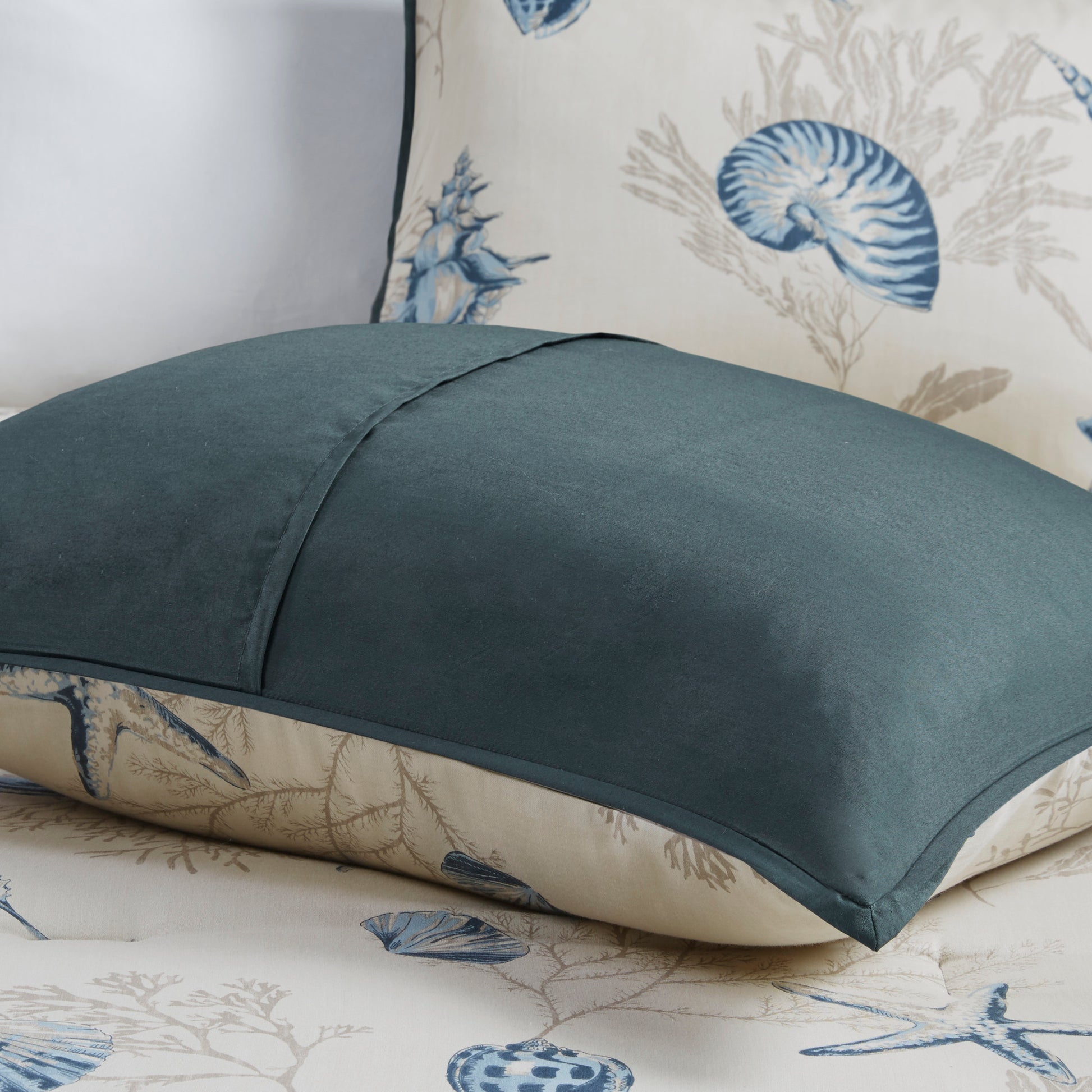7 Piece Cotton Sateen Comforter Set Blue Queen Queen Blue Cotton