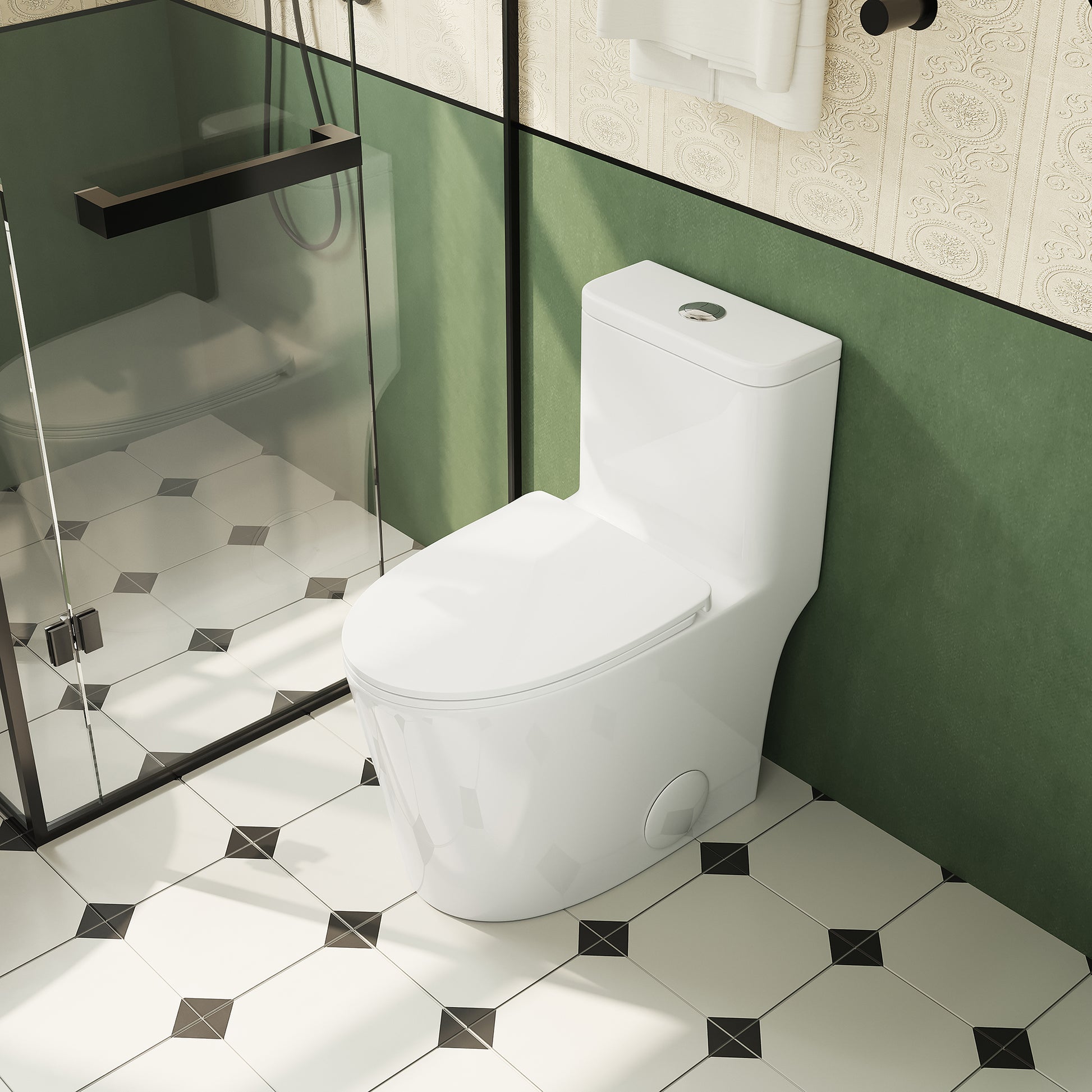 1.1 1.6 Gpf Elongated Comfort Height Floor Mounted One Piece Toiletcupc Certified, Watersense Cetified, Ceramic, White Color, Soft Close Seat White Ceramic