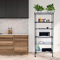 6 Tier Shelving Units, 29.92'' W X 13.98'' D X 71.65'' H Adjustable Wire Shelving With Hanging Hooks And Wheels, Black Black Steel