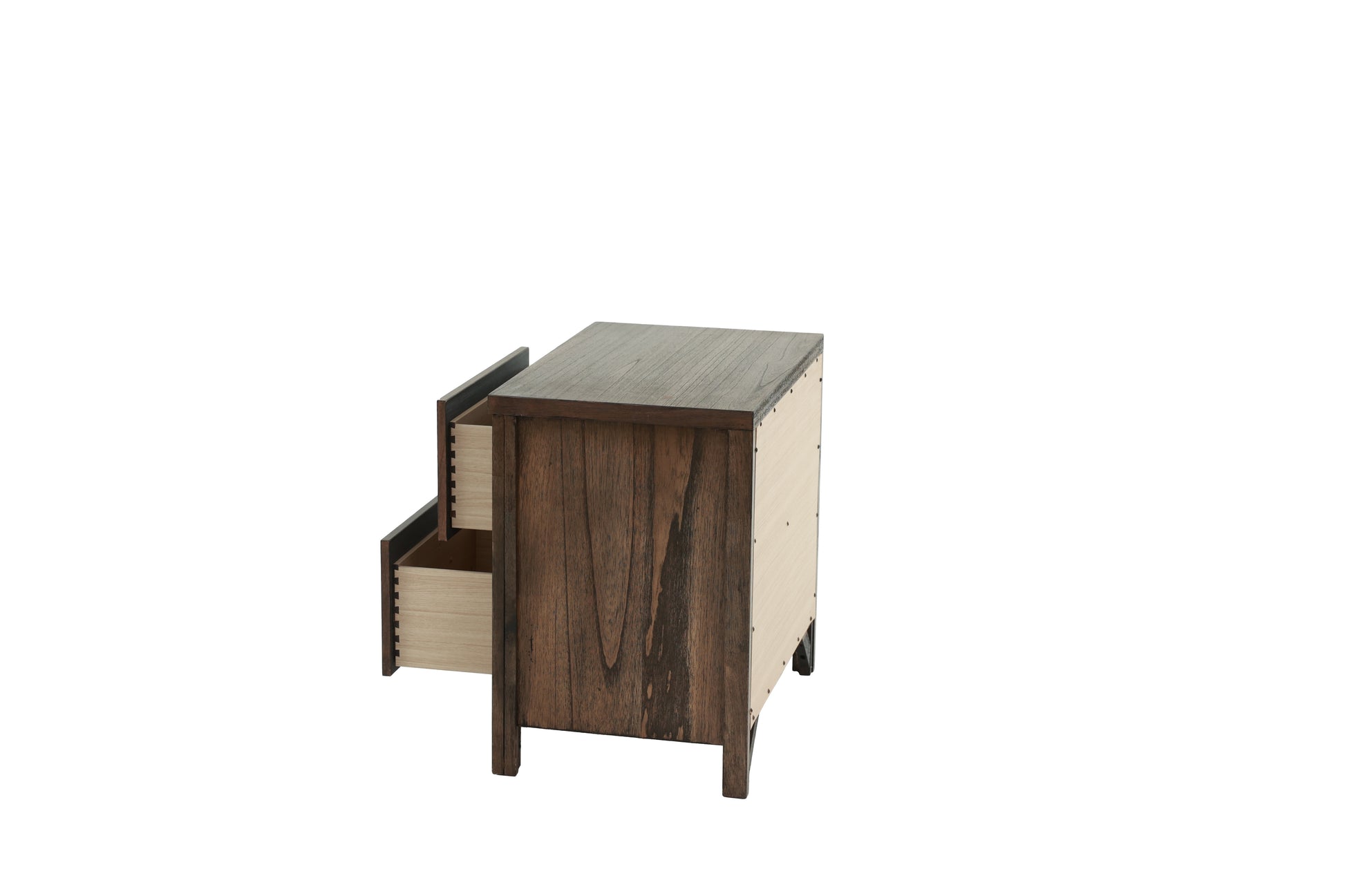 Oak Finish 1Pc Nightstand Wooden Bedside Table 2X Drawers Storage Bedroom Furniture Oak 2 Drawers Bedroom Bedside Cabinet Contemporary,Modern,Transitional Rubberwood Easy Assembly Oak Particle Board