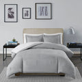 Reversible Yarn Dyed Stripe Down Alternative Comforter Set Twin White Gray Microfiber