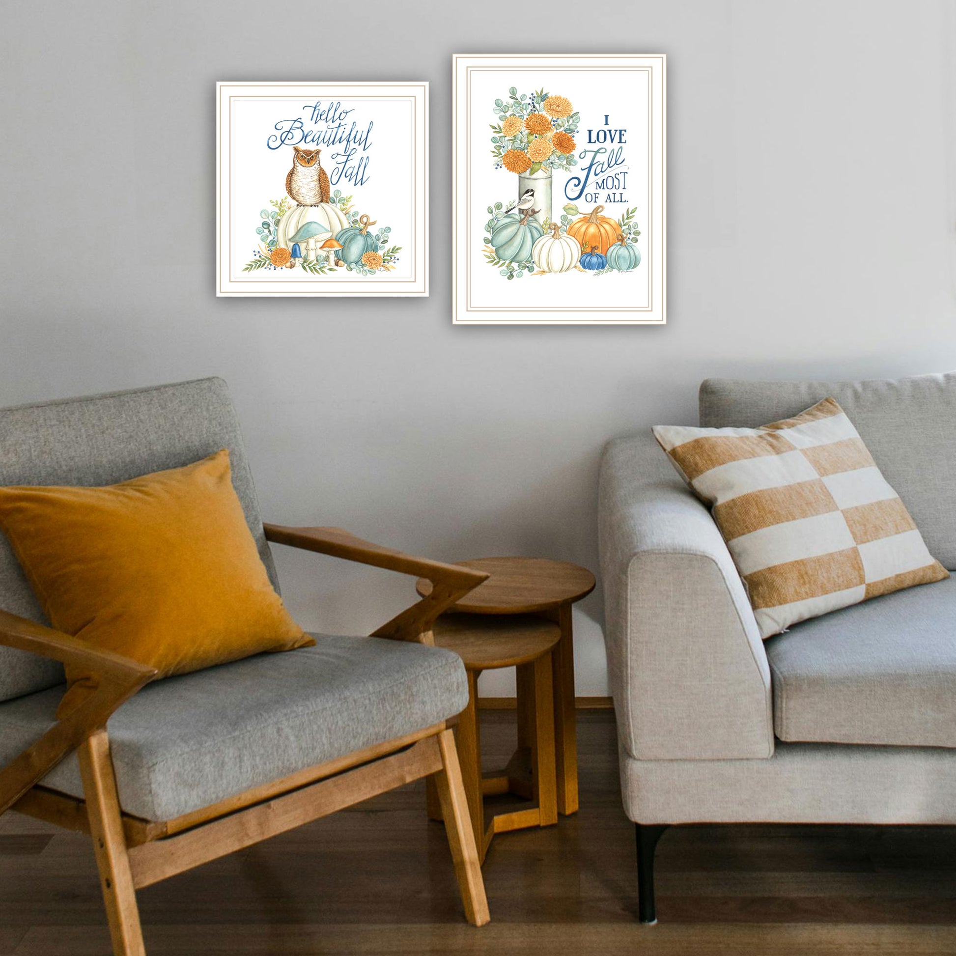 2 Piece Vignette I Beautiful Fall Most Of All White Framed Wall Art For Living Room, Bedroom Wall Art Print For Home Decor By Deb Strain Multicolor Wood Paper
