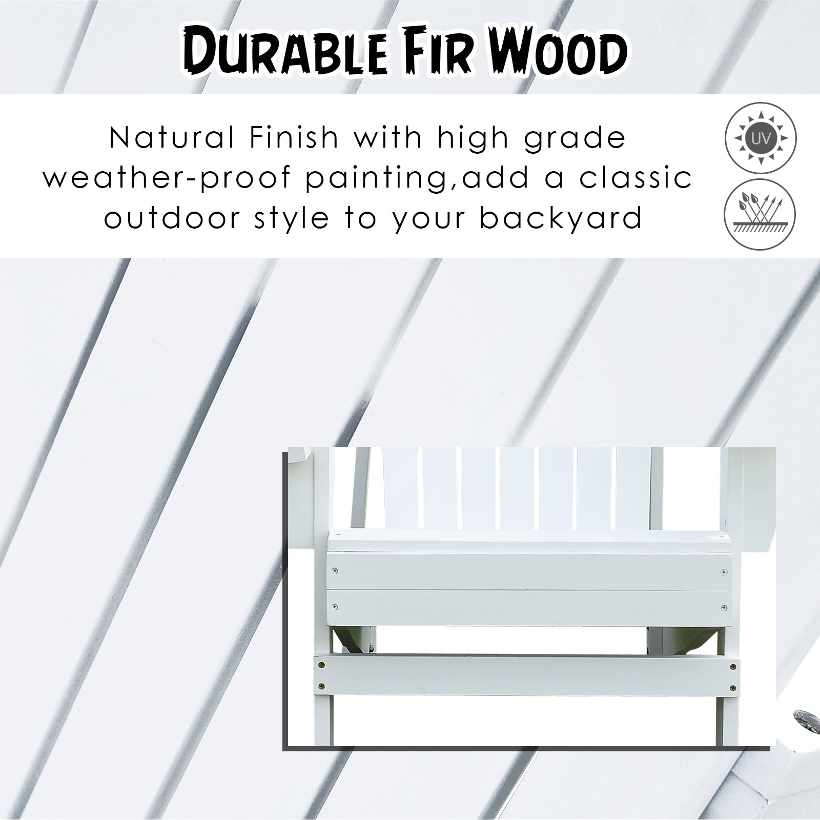 Outsunny Wooden Adirondack Chair, Outdoor Patio Lawn Chair With Cup Holder, Weather Resistant Lawn Furniture, Classic Lounge For Deck, Garden, Backyard, Fire Pit, White White Wood