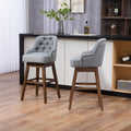 Coolmore Bar Stools Set Of 2 Counter Height Chairs With Footrest For Kitchen, Dining Room And 360 Degree Solid Wood Legs Swivel Bar Stools Set Of 2 Gray Linen Gray Foam Linen