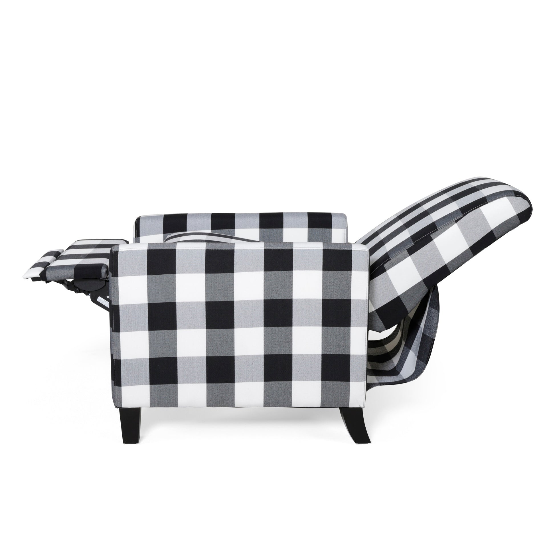 27.5" Wide Manual Club Recliner Black White Fabric