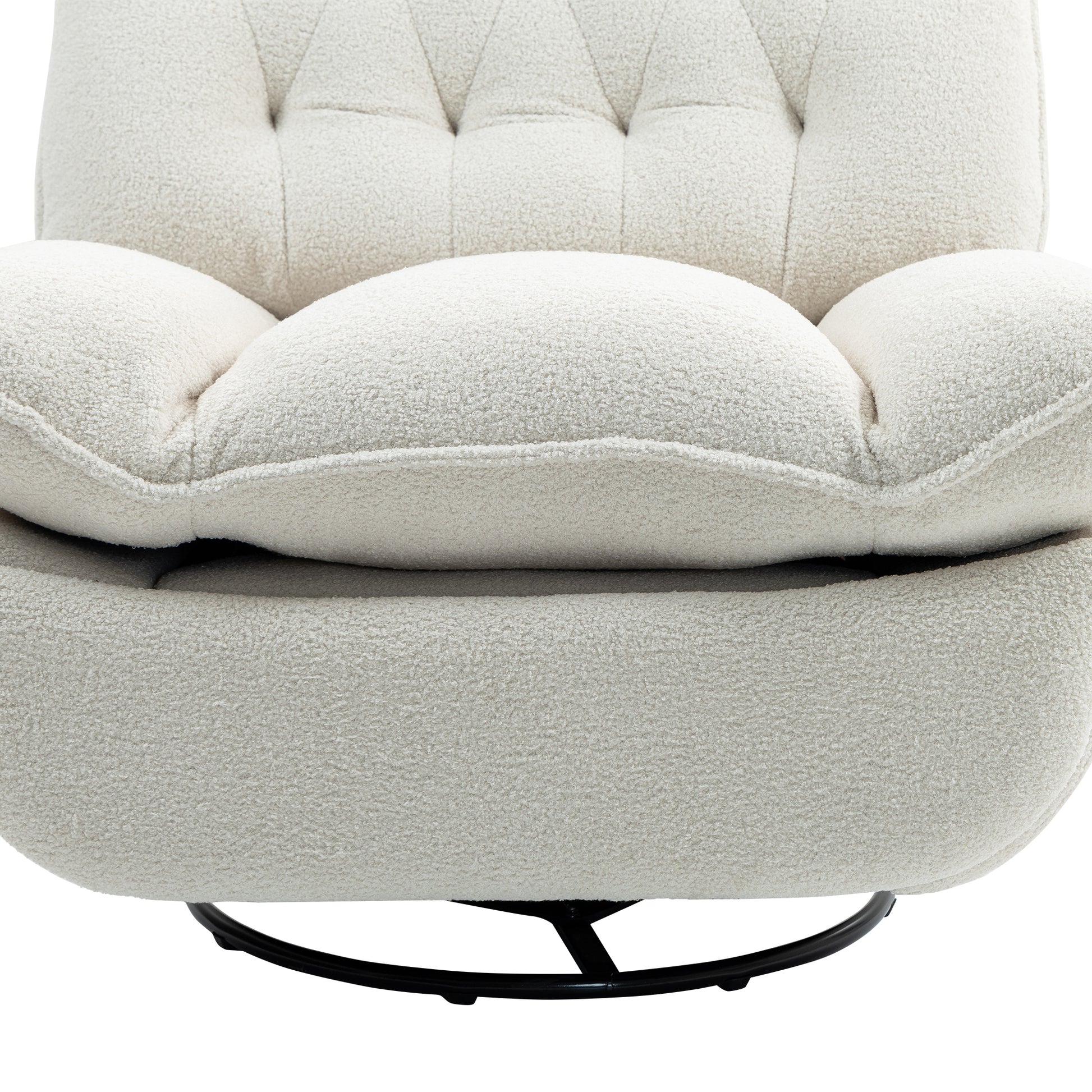 360 Swivel Recliner Adjustable Chair Chenille Glider Swivel Reclining Sofa Chair With Black Metal Round Base Beige Beige Foam Upholstered