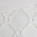 3 Piece Tufted Cotton Chenille Geometric Comforter Set Off White Full Queen Full Off White Cotton
