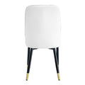 Table And Chair Set.Modern Minimalist Dining Table. White Imitation Marble Pattern Sintered Stone Desktop With Golden Metal Legs.Paried With 4 Comfortable Chairs With Pu Seats And Black Metal Legs.