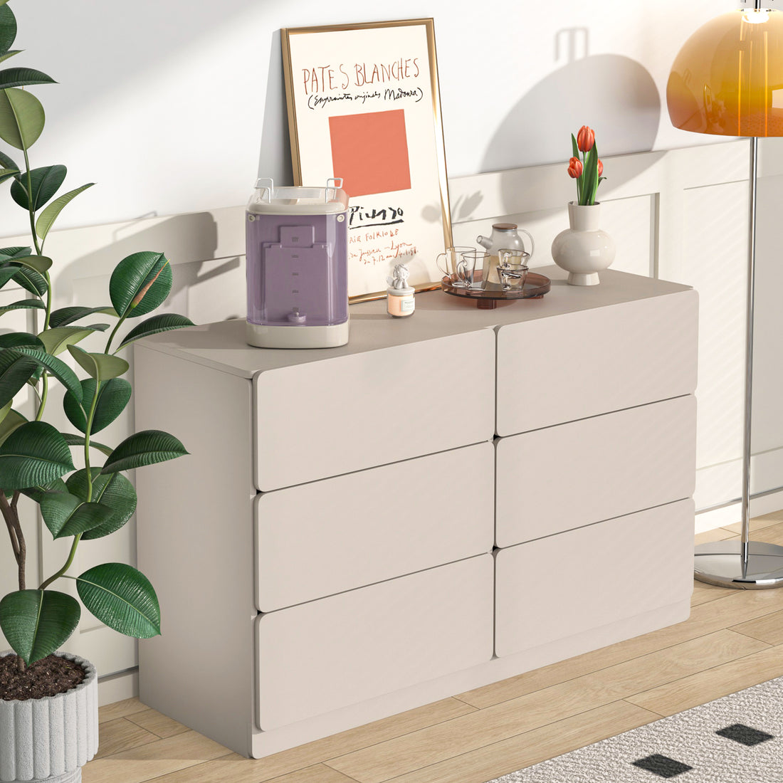 Drawer Dresser Cabinet,Sideboard,Bar Cabinet,Buffet Server Console,Table Storge Cabinets,Flat Out The Corners Of The Drawers,Six Drawers,For Dining Room,Living Room,Bedroom,Kitchen Hallway,Light