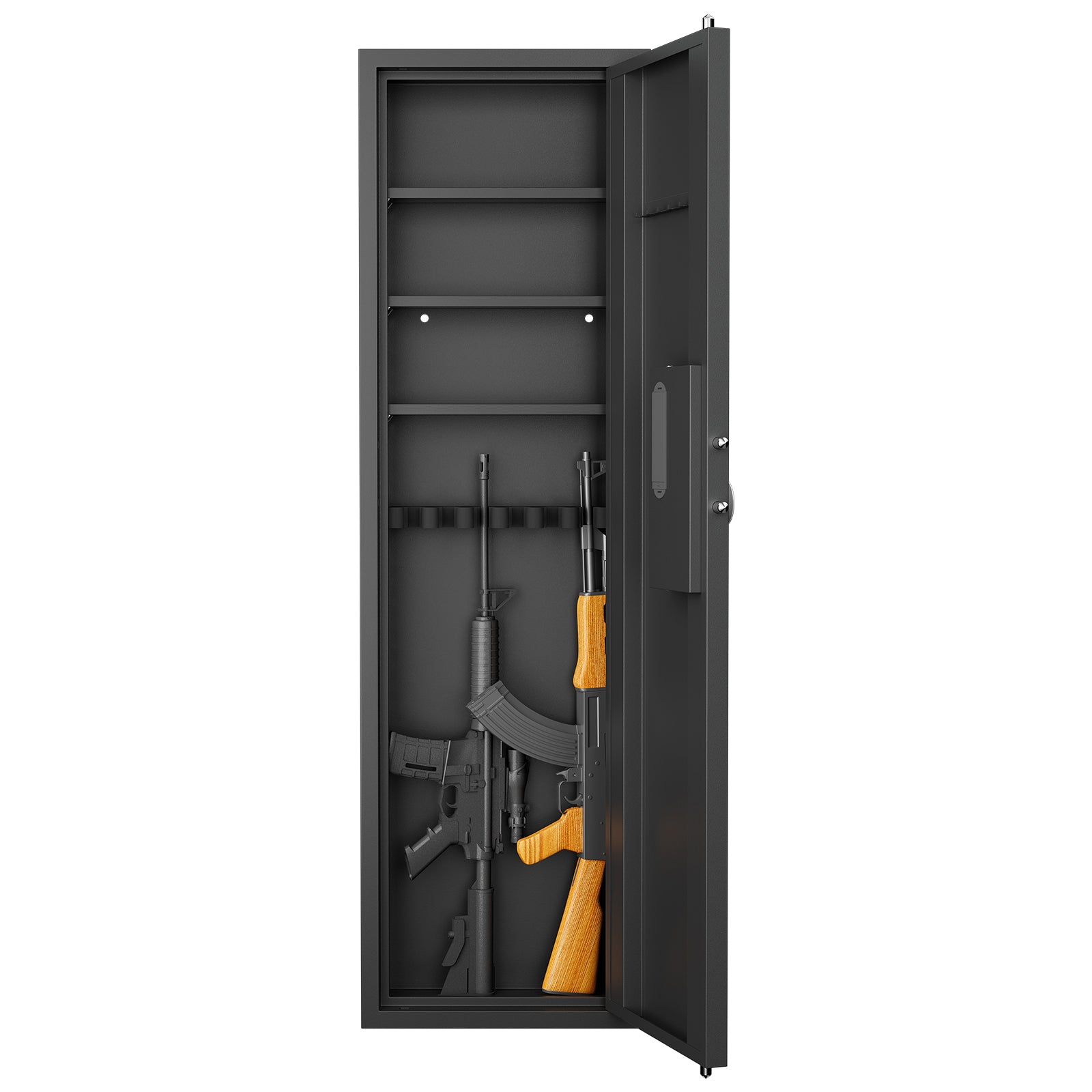 Fingerprint Touch Panel In Wall Safe,Hidden Wall Safe For Rifles And Pistols With Adjustable Shelves,Assembled Storege Safe For Firearm And Valuables Black Fingerprint Black Steel