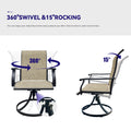 Swivel Dining Chairs Set Of 2, Outdoor Swiveltextilene Patio Chairs Lawn Chairs For Front Porch Backyard Deck No Rocker & Glider Black Brown Weather Resistant Frame Water Resistant Cushion Garden &