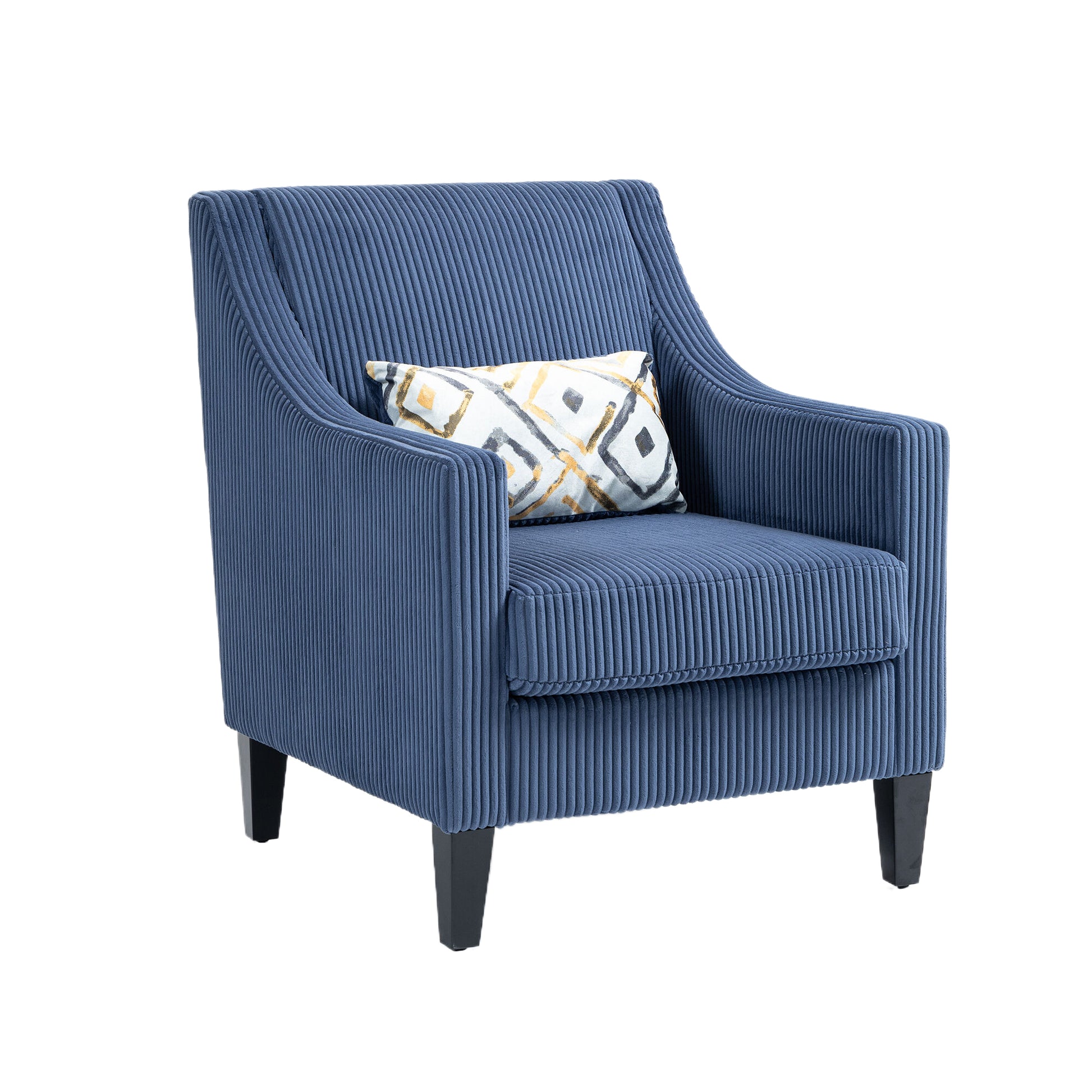 Coolmore Modern Accent Chair,Upholstered Armchair With Scooped Arms For Bedroom,Apartment,Studio,Office,Waiting Room Blue Corduroy Blue Primary Living Space Foam Corduroy