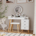 Dressing Table With Led Lights Glass Top Dressing Table With Extendable Side Table 5 Drawers Dressing Table With Mirror And Stool For Bedroom White Drawer 5 Drawers & Above Bedroom Modern Mirror Included White Particle Board Mdf