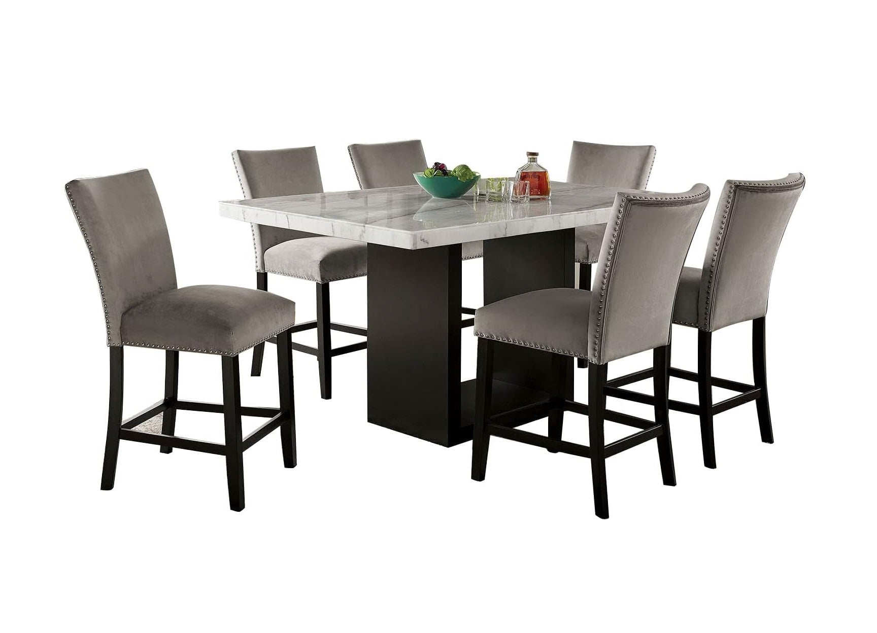 Attractive Set Of 2Pc Counter Height Chairs Dining Room Furniture Gray Flannelette Seat Trim Kitchen Breakfast Black,Light Gray Dining Room Modern,Transitional Dining Chairs Rubberwood Solid Back