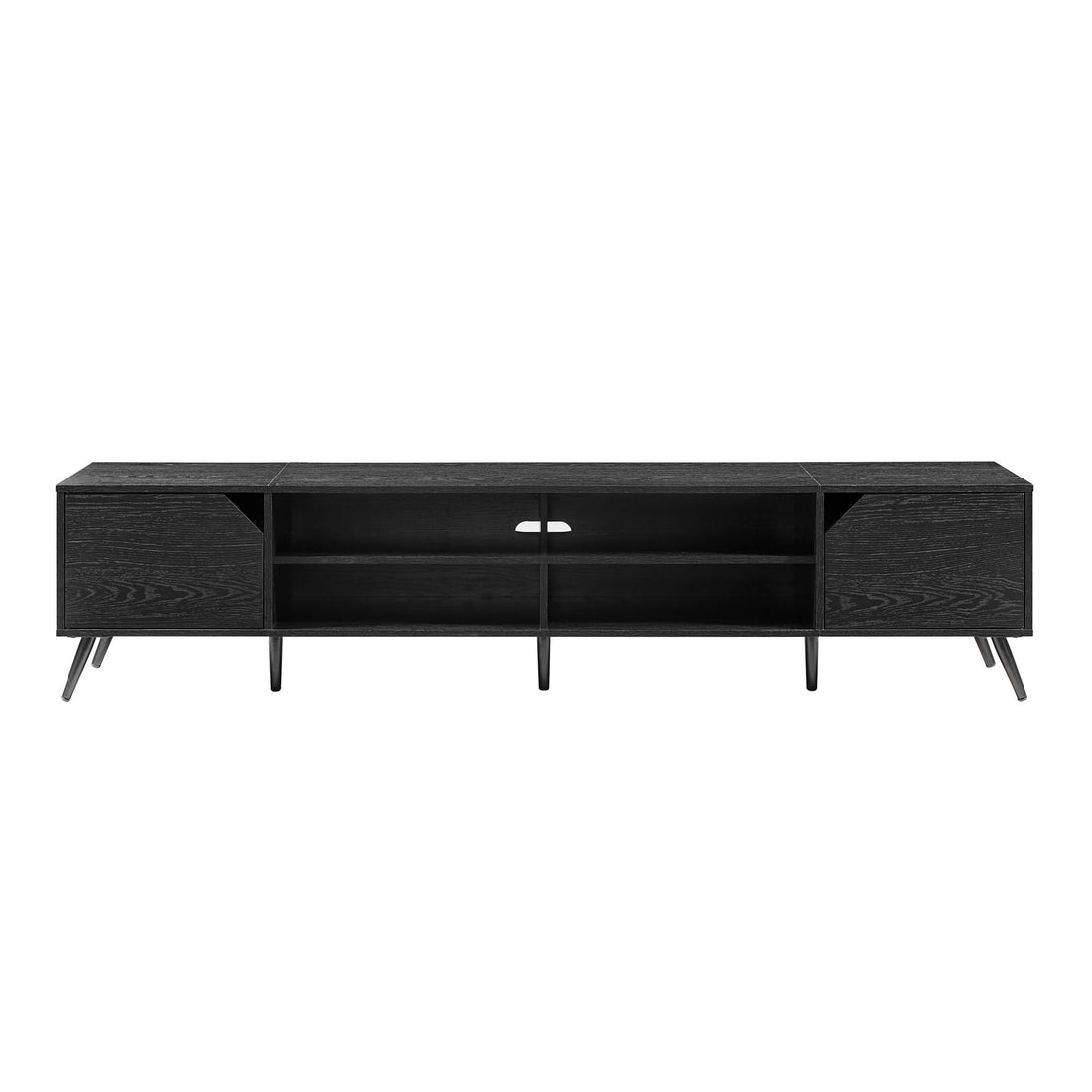 Contemporary 2 Door Minimalist Tv Stand For Tvs Up To 90 Inches Black Black 90 Inches Or Larger Mdf Mdf