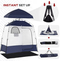 Outsunny Shower Tent, Pop Up Privacy Shelter For Camping, Dressing Changing Room, Portable Instant Outdoor Shower Tent Enclosure W 2 Rooms, Shower Bag, Floor And Carrying Bag, Blue Blue Taffeta