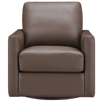 Dillon Swivel Leather Chair Dark Granite Memory Foam Genuine Leather